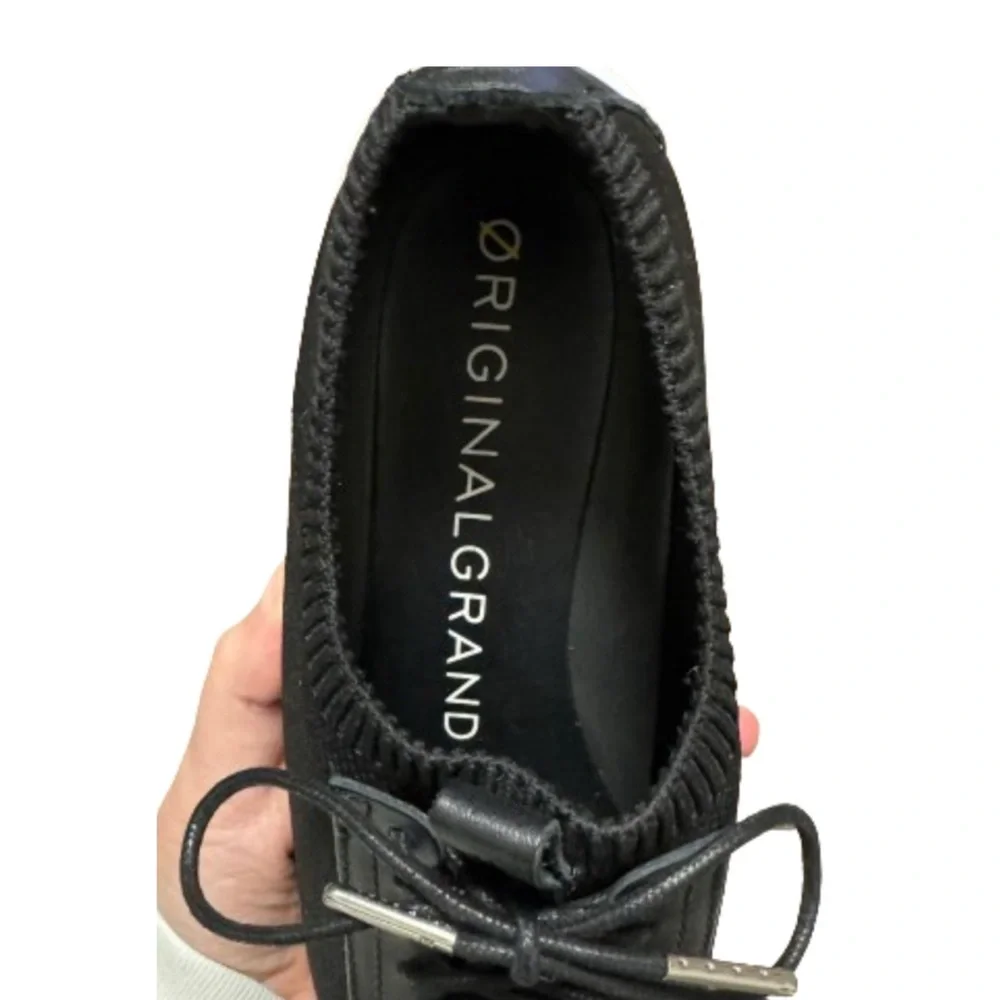 Cole Haan Womens ØriginalGrand Oxford Black Knit Leather Sneaker Shoes Size 5.5